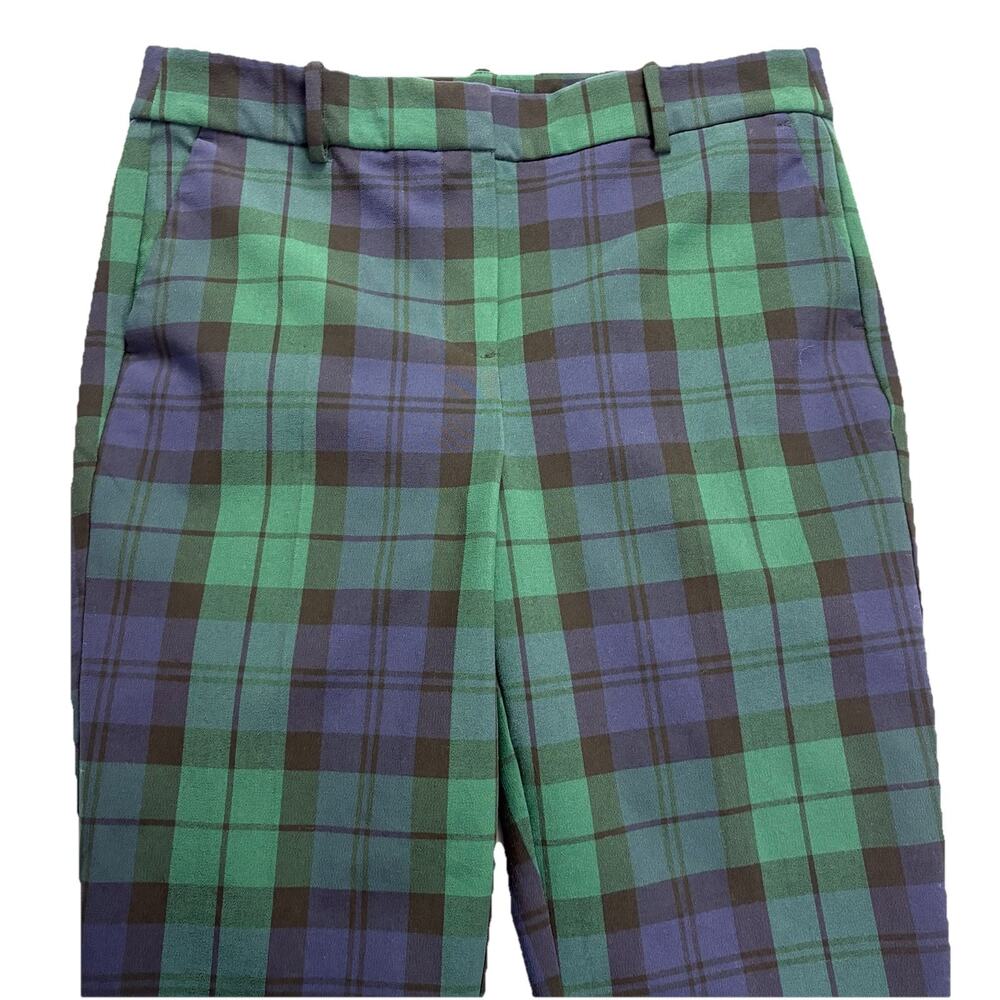 J. Crew Dress Pants Women’s 10 Black Watch Plaid Ruby Full-Length Stretch Tartan - Picture 8 of 16
